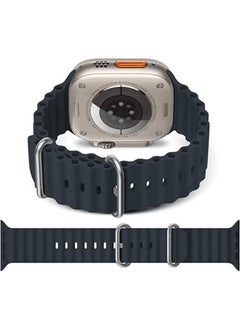 SHOPI Newest Silicone Ocean Watch Band For Apple Watch Series 8 7 6 5 4 3 2 1 SE Compatible With Apple Watch Band 42mm 44mm 45mm 49mm Replacement Women Mens, Sport slides Strap for iWatch Ultra 