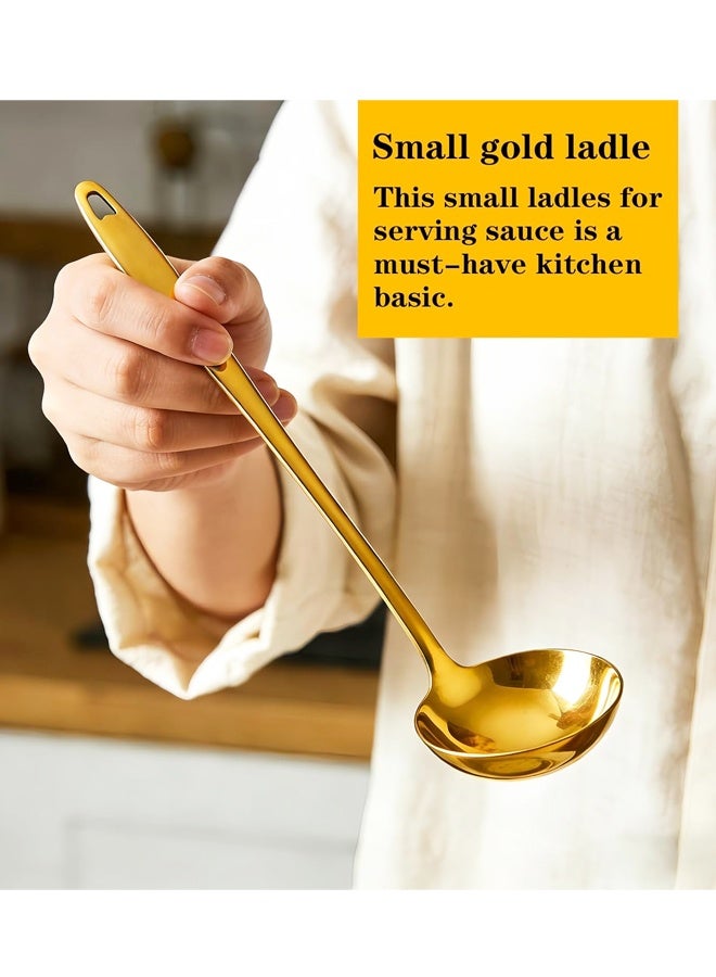 2PCS 10 Inch Gold Stainless Steel Soup Ladle Kitchen Cooking Spoon - Image 5