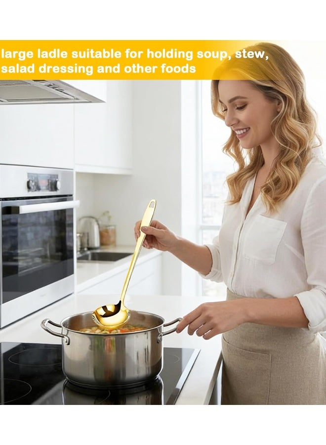 2PCS 10 Inch Gold Stainless Steel Soup Ladle Kitchen Cooking Spoon - Image 4