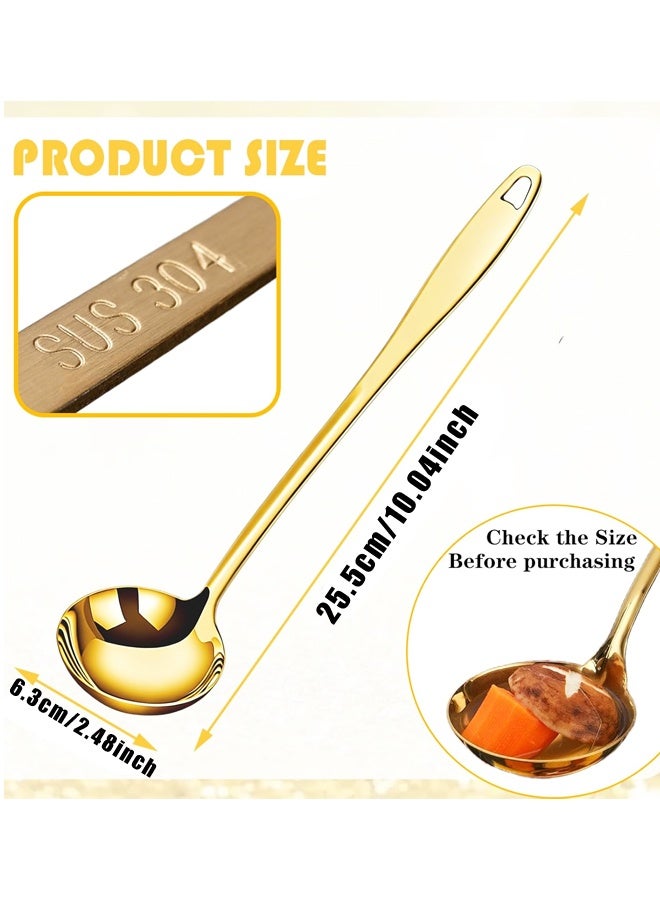 2PCS 10 Inch Gold Stainless Steel Soup Ladle Kitchen Cooking Spoon - Image 2