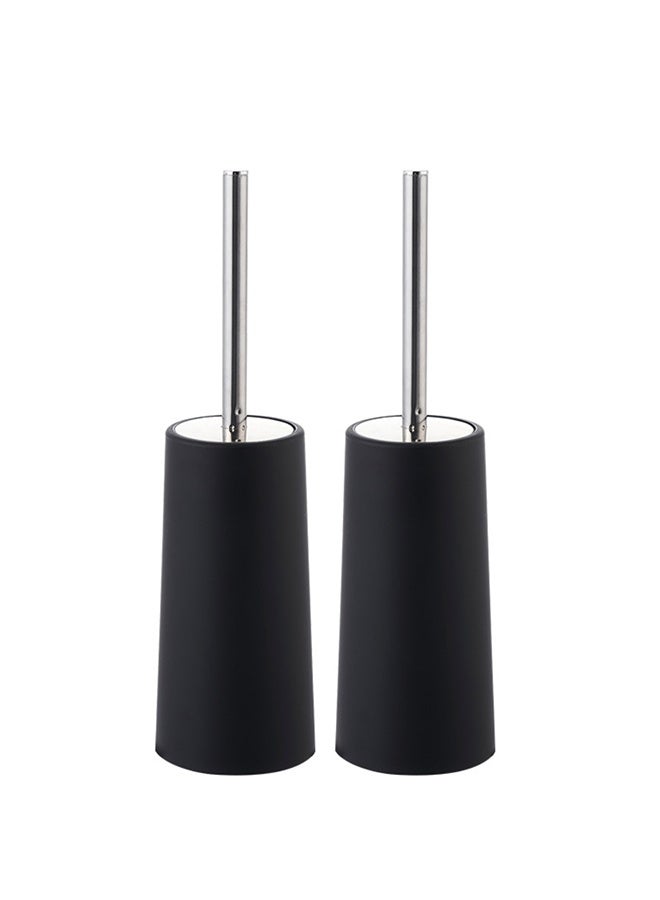 2 Pack Toilet Brush and Holder, Toilet Brush with 304 Stainless Steel Long Handle, Toilet Bowl Brush for Bathroom Toilet, Elegant, Durable (Black) - Image 1
