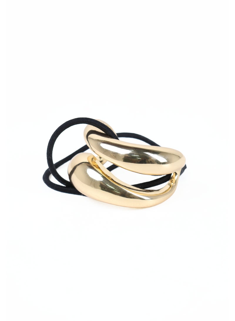 ZAAS Metallic Gold Sculptural Wave Hair Elastic Tie - Image 1