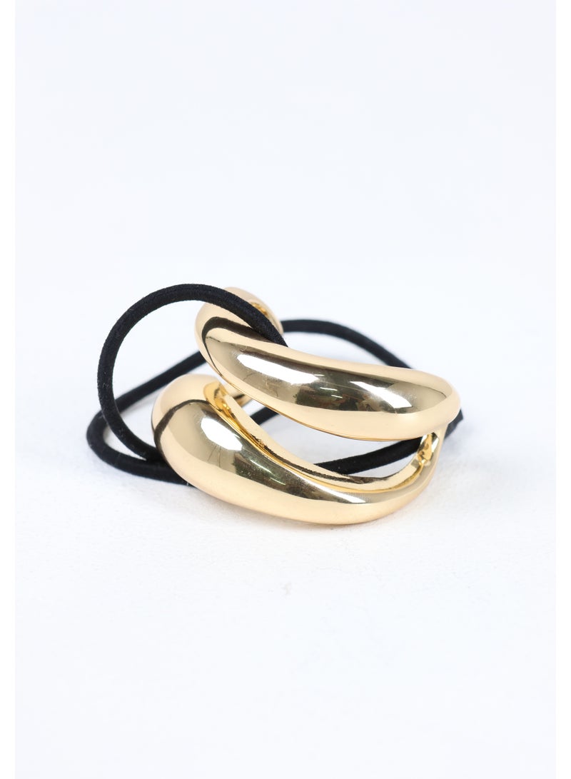 ZAAS Metallic Gold Sculptural Wave Hair Elastic Tie - Image 3