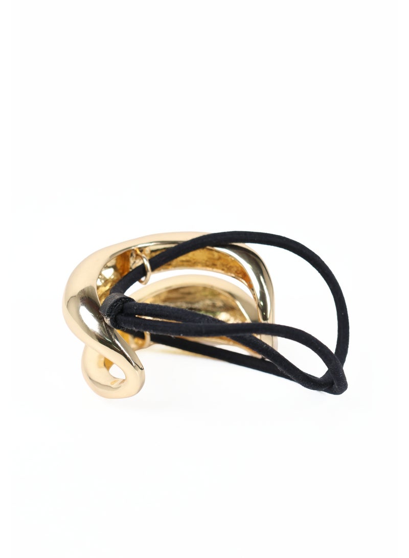 ZAAS Metallic Gold Sculptural Wave Hair Elastic Tie - Image 4