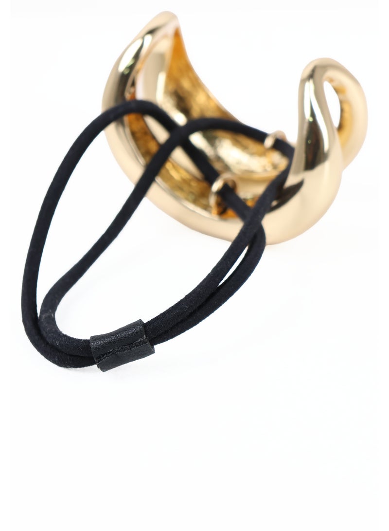 ZAAS Metallic Gold Sculptural Wave Hair Elastic Tie - Image 2