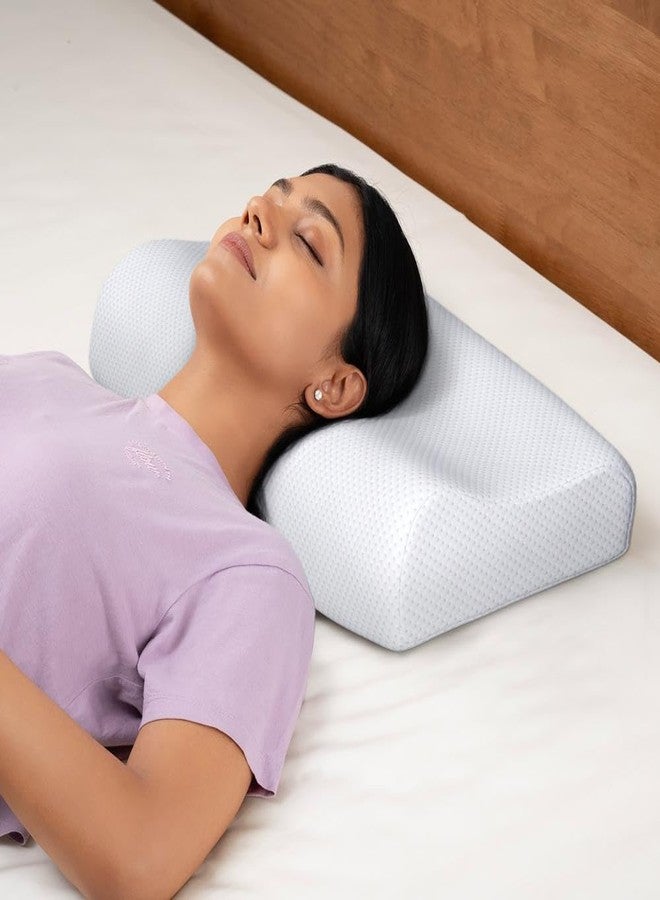 Wakefit Shape-Sensing Contour Pillow | Memory Foam with Shape-Adaptive Support | Neck & Shoulder Pain Relief | White| 19.5 x 11.5 x 4 inch | Set of 2 - Image 1