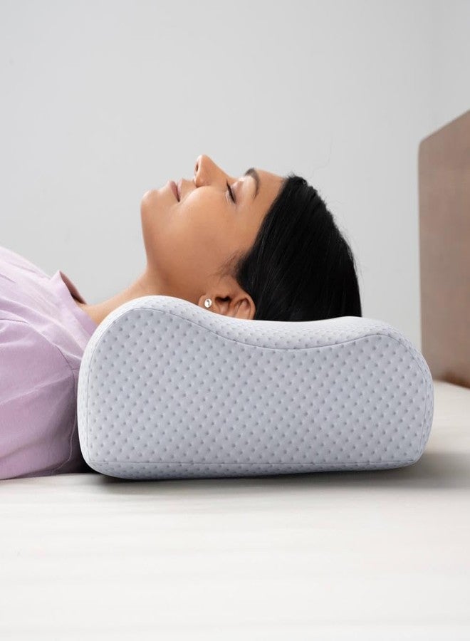 Wakefit Shape-Sensing Contour Pillow | Memory Foam with Shape-Adaptive Support | Neck & Shoulder Pain Relief | White| 19.5 x 11.5 x 4 inch | Set of 2 - Image 3