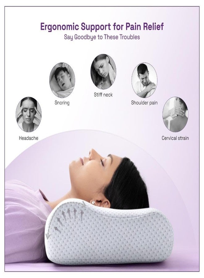 Wakefit Shape-Sensing Contour Pillow | Memory Foam with Shape-Adaptive Support | Neck & Shoulder Pain Relief | White| 19.5 x 11.5 x 4 inch | Set of 2 - Image 4