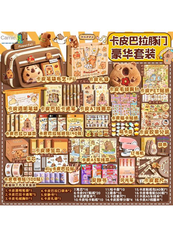 Bluejw Kapi Bara Handbook Sticker Stationery DIY Suit School Season Children's School Supplies Girls Stereo Sticker - Image 1