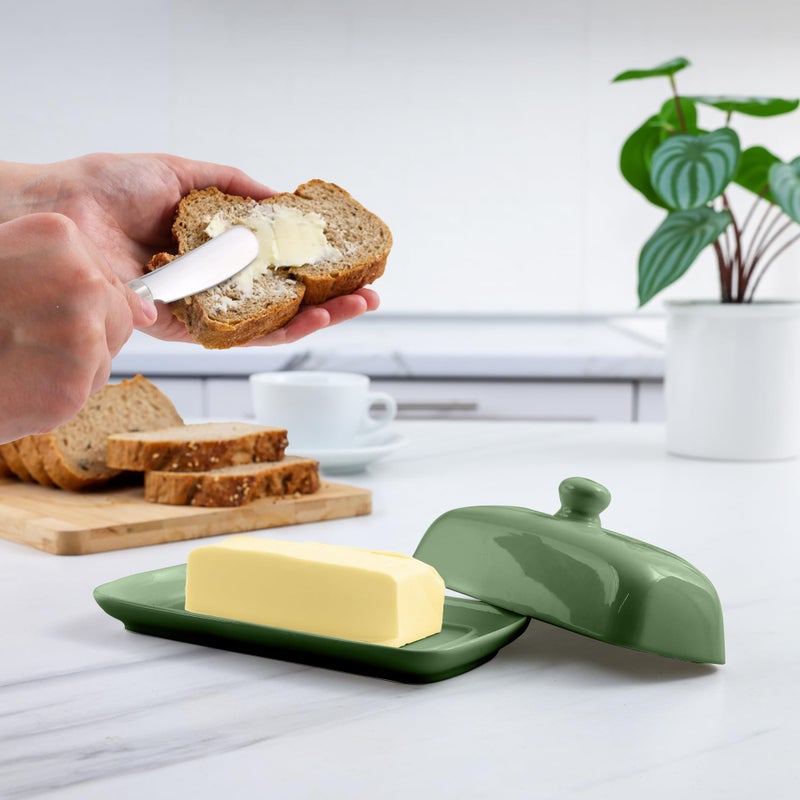Zulay Kitchen Zulay Butter Dish With Lid For Countertop - Porcelain Jade, Ceramic Butter Dish with Knob Handle Great for Cooking - Elegant Design Butter Holder - Durable & Sturdy Butter Keeper - Jade - Image 4
