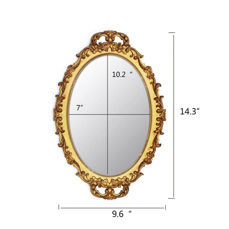 Tstarer Vintage Decorative Gold Framed Mirror, Small Oval Wall Hanging Mirror -Small- 9.6" W x 14.3" L (Gold) - Image 4