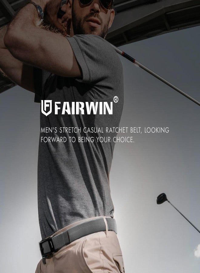 FAIRWIN Casual Stretch Belts for Men Elastic Golf Jeans Belt Ratchet Nylon Belt Adjustable - Image 5