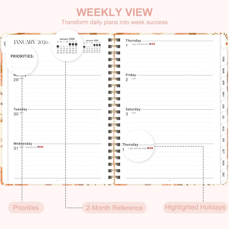 Senyar 2026 Planner, Weekly and Monthly Calendar Planner Book, Jan 2026 - Dec 2026, Planning Agenda for Desk Accessories and School Supplies - A5 (6.3'' x 8.5'') - Image 3