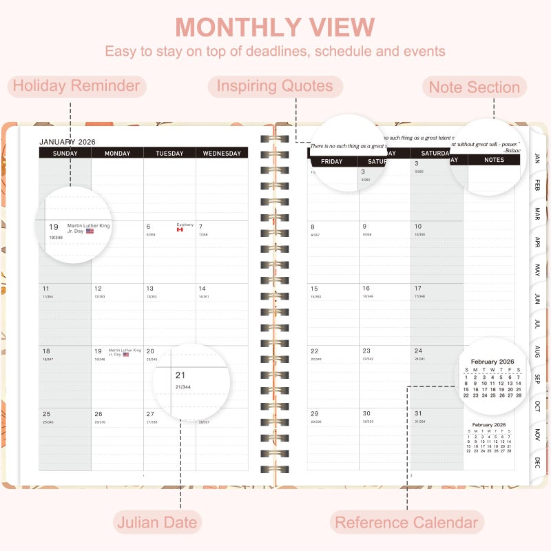 Senyar 2026 Planner, Weekly and Monthly Calendar Planner Book, Jan 2026 - Dec 2026, Planning Agenda for Desk Accessories and School Supplies - A5 (6.3'' x 8.5'') - Image 4