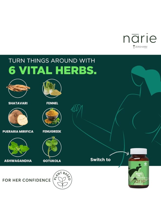 ZEROHARM Narie BoomUp Capsules for Women | 120 caps with Shatavari, Fenugreek & 4 more ingredients to support b-care | Feel healthy & fuller volume |Embrace your natural beauty with this powerful blend. pack of 2 - Image 3