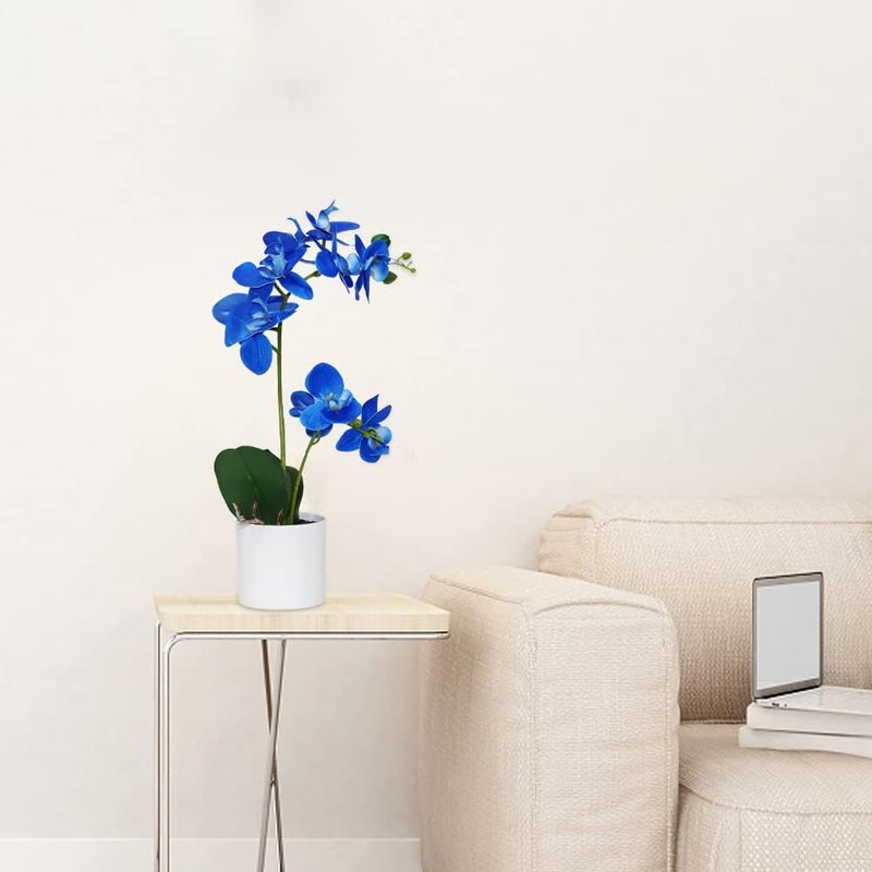 Omygarden Blue Orchid Artificial Flowers in Pot, Fake Potted Orchid Flowers, Decoration for Home Office Wedding - Image 5