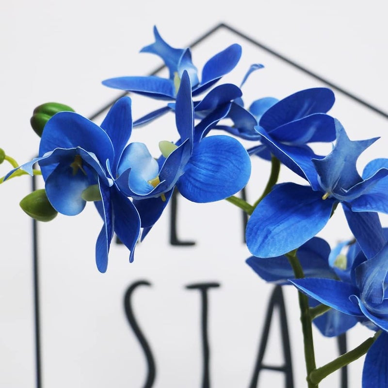 Omygarden Blue Orchid Artificial Flowers in Pot, Fake Potted Orchid Flowers, Decoration for Home Office Wedding - Image 2