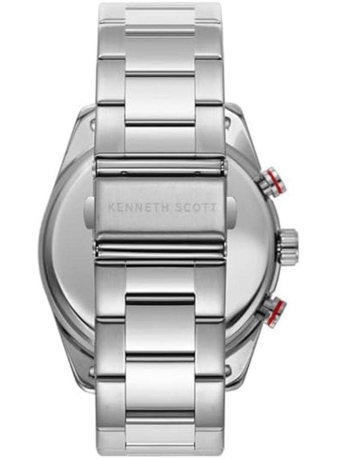 كينيث سكوت ساعة رجالية كينيث سكوت بحركة إبسون ، مينا تناظري وسوار ستانلس ستيل - فضي - Image 3