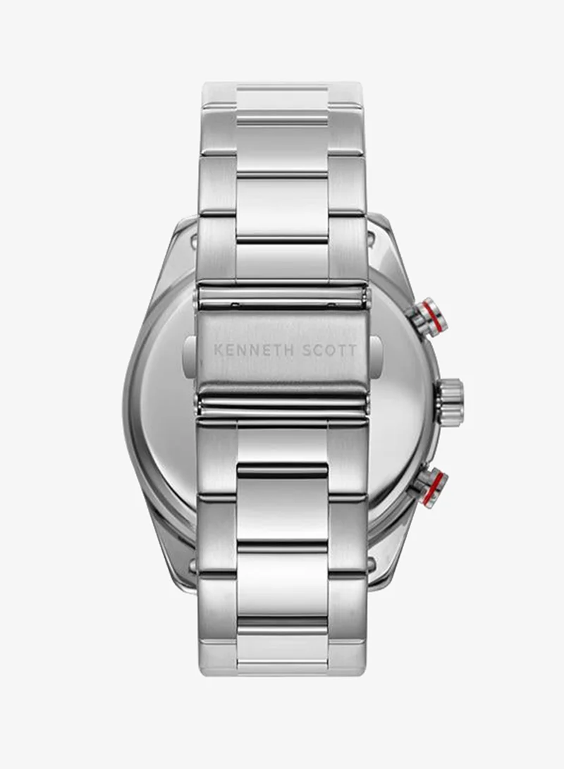 Kenneth Scott Kenneth Scott Men's Epson VX9N Movement Watch, Analog Display and Stainless Steel Strap - K24117-SBSN, Silver