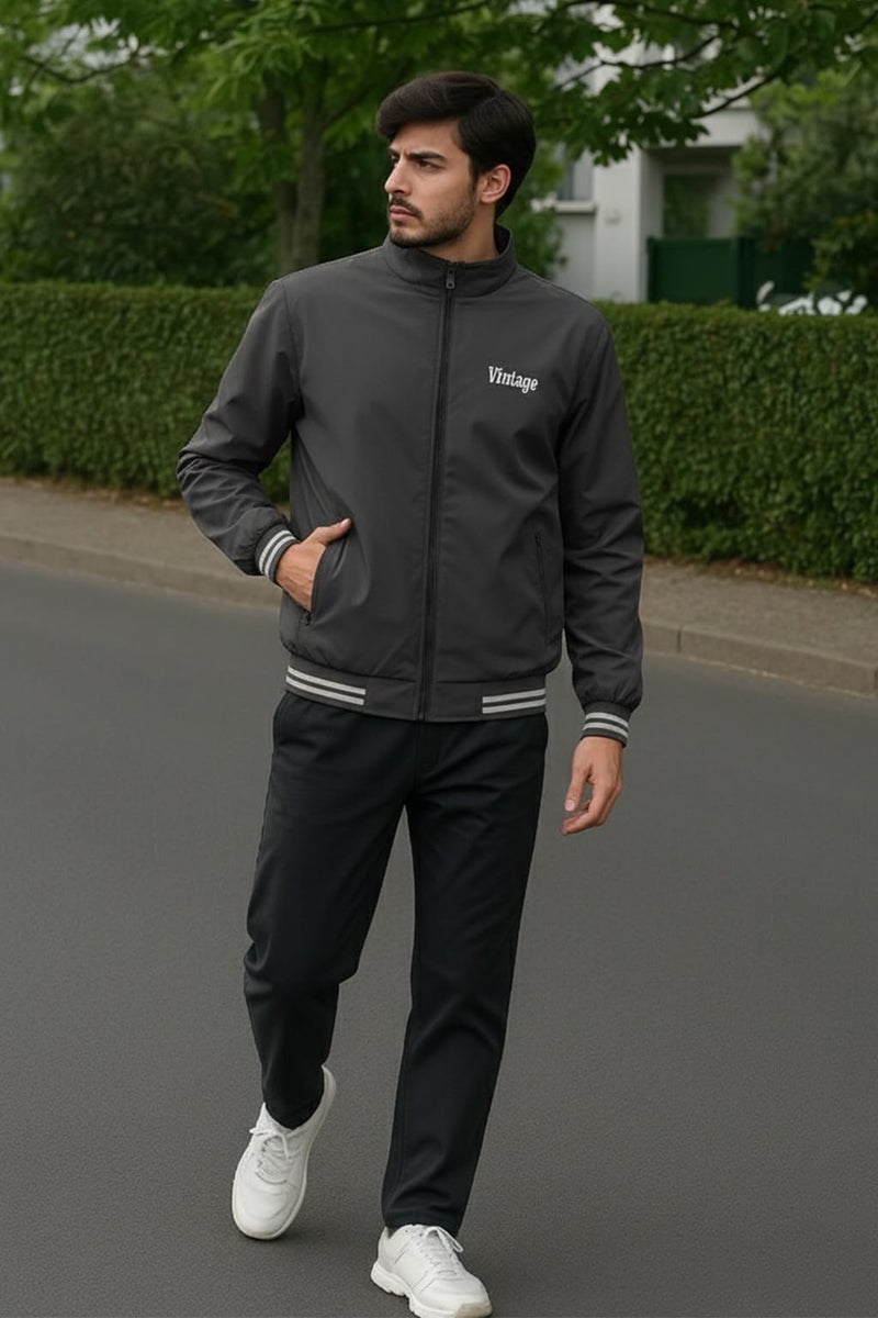 FTX Men Solid Full Sleeve Grey Color Regular Fit Windcheater Casual Jacket - Image 5