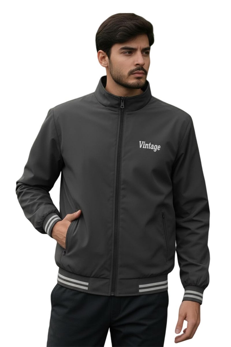 FTX Men Solid Full Sleeve Grey Color Regular Fit Windcheater Casual Jacket - Image 1