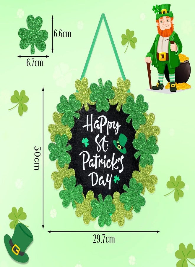 Queekay 12 Inch St Patricks Day Wreath Wood St Patricks Day Decorations Irish Hanging Shamrock Door Decoration St. Patrick's Day Wooden Signs for Front Door Window Home Outdoor Wall Decor - Image 2