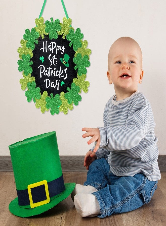 Queekay 12 Inch St Patricks Day Wreath Wood St Patricks Day Decorations Irish Hanging Shamrock Door Decoration St. Patrick's Day Wooden Signs for Front Door Window Home Outdoor Wall Decor - Image 3