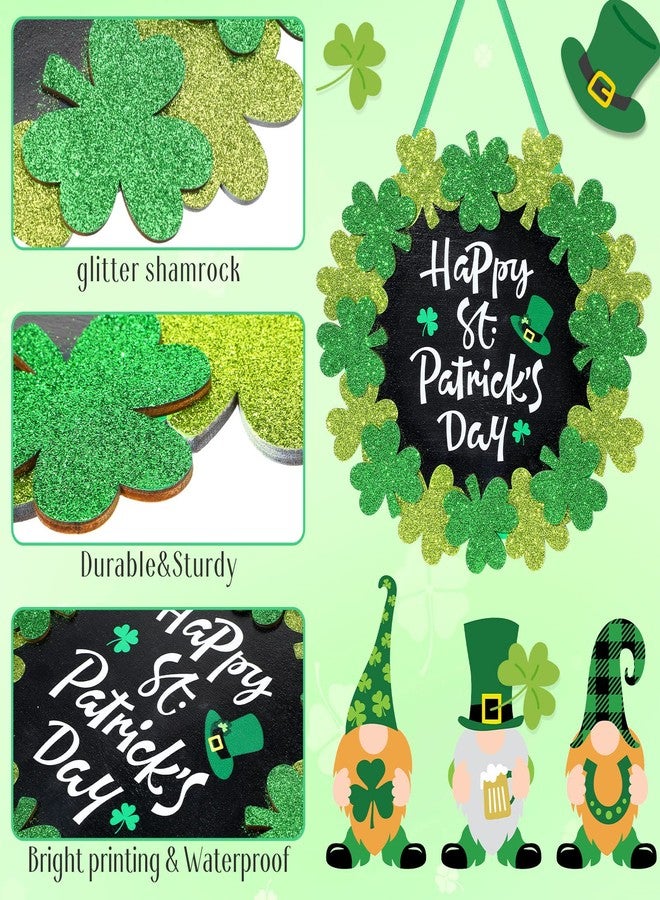 Queekay 12 Inch St Patricks Day Wreath Wood St Patricks Day Decorations Irish Hanging Shamrock Door Decoration St. Patrick's Day Wooden Signs for Front Door Window Home Outdoor Wall Decor - Image 5