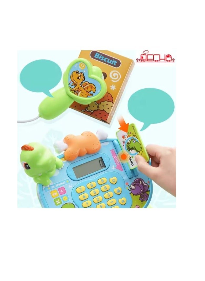 دراجون دينو دراجون Minisuper ماكينة تسجيل النقود مع عربة التسوق  - Image 4