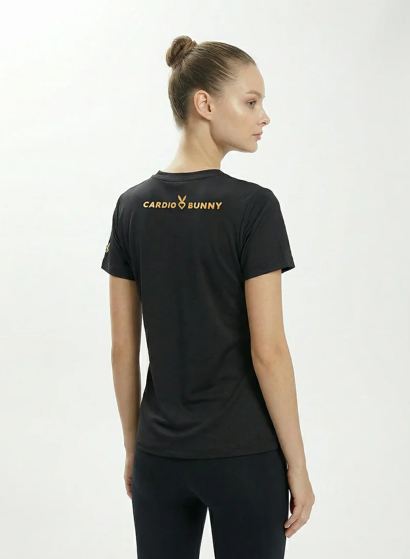 Cardio Bunny  Women's Regular T-Shirt With Gold Foil Print for Women | Best Price UAE