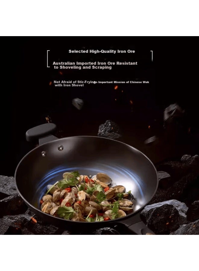 Robam Robam Cast Iron Pan Non-stick Wok Cooking Pan Industry First To Introduce 8 Anti-slip Grooves And 40 Heat Conduction Bars - Image 3