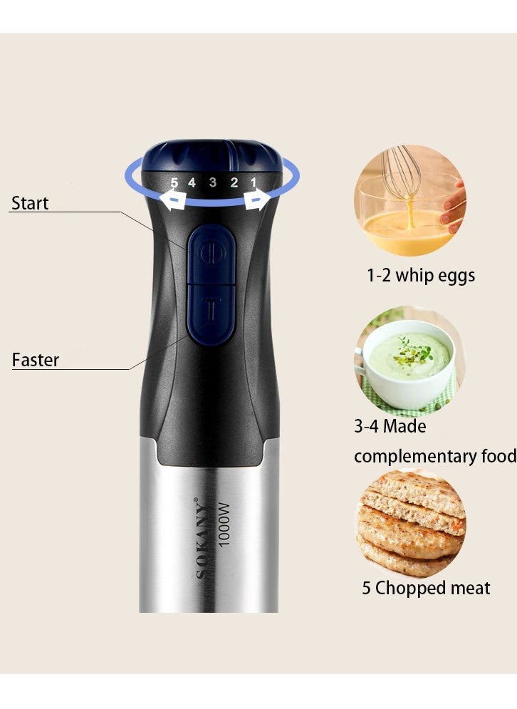 sokany 4 in 1 Hand Blender and Mixer,Chopper,Electric Handheld Blender,1000.0W SK-1711-4  - Image 3