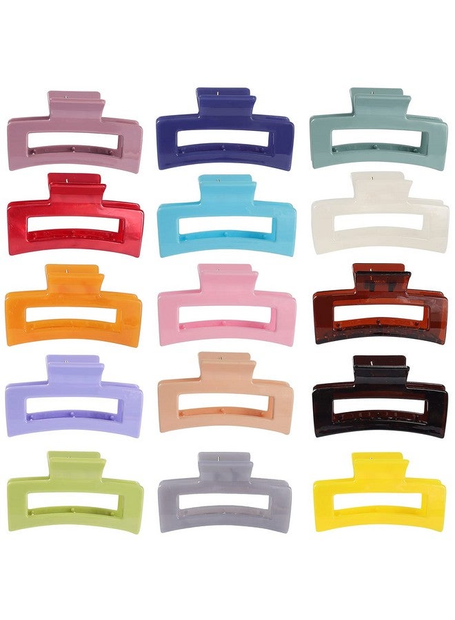 CECIAOAIME 15 Pack Rectangle Hair Claw Clips Solid Color Hair Clips Stylish Elegant Barrettes for All Hair Types for Women Non-Slip Hair Jaw Clips - Image 1