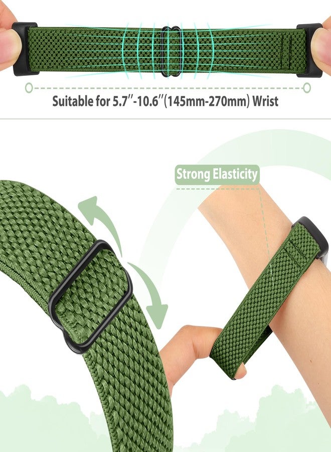 Bcuckood مجموعة من 5 أساور ساعات مرنة من النايلون من Bcuckood، متوافقة مع Fitbit Charge 6/Fitbit Charge 5، سوار معصم رياضي بديل قابل للتعديل وجيد التهوية من النايلون المرن، مناسب للرجال والنساء - Image 3