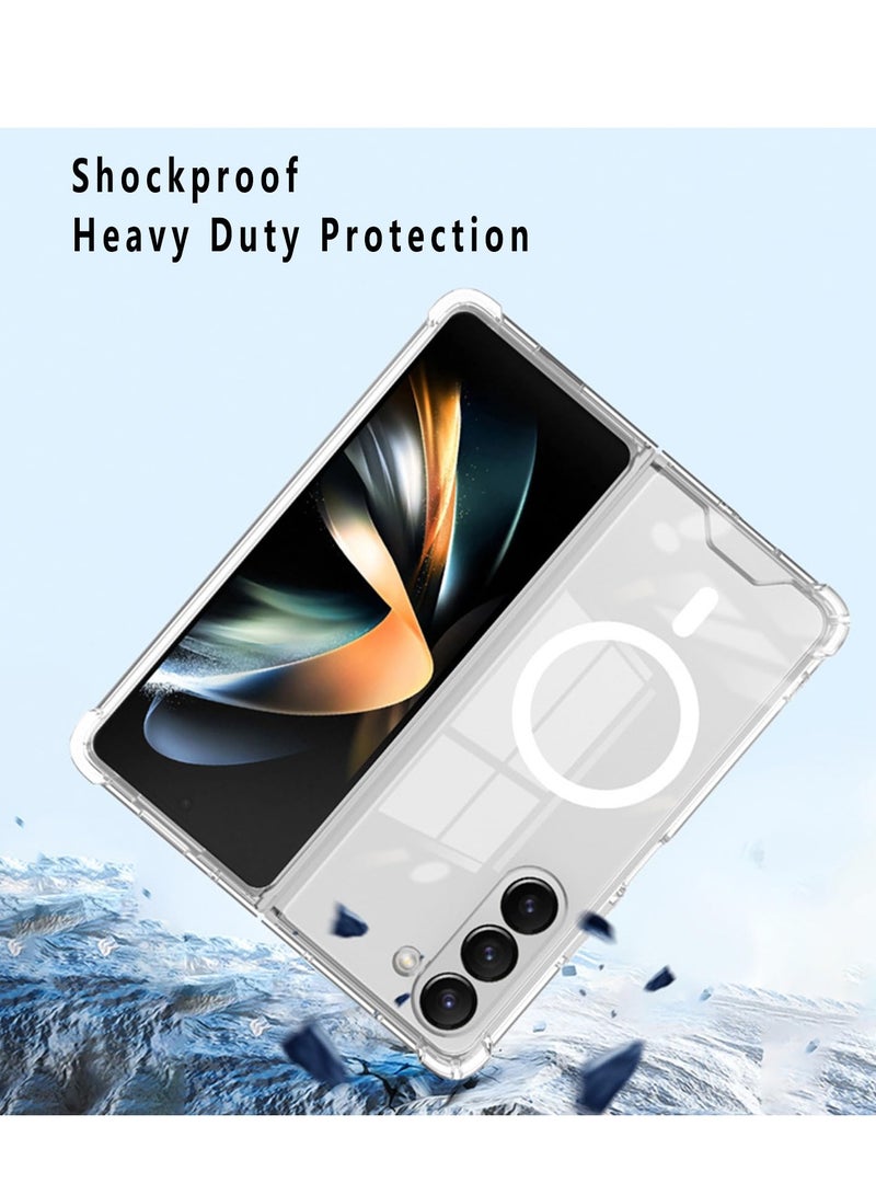 Excefore Clear Case, for Samsung Galaxy Z Fold 5 Clear Case Compatible with MagSafe, Slim Fit Crystal Clear Hard PC, Soft TPU Bumper Cover Transparent Skin Corners Rubber Shockproof - Image 4