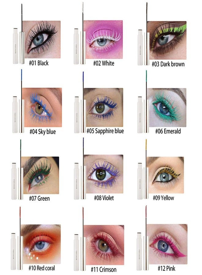 GL-Turelifes Colorful Fiber Mascara Charming Longlasting Mascara, Thick & Long Eyelash Waterproof and Smudge-proof Eyes Makeup, Adjustable Slim Brush (White) - Image 4
