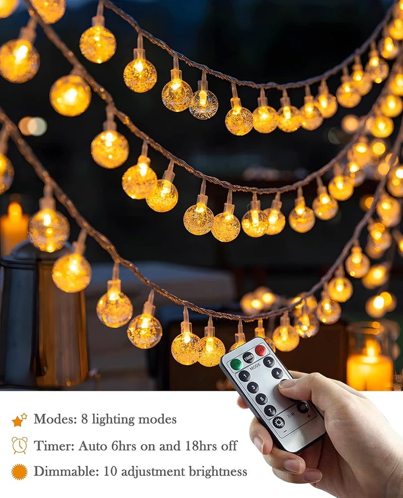 ANJAYLIA 33ft 80LED Globe String lghts Fairy Battery Operated String with Remote Waterproof Indoor Outdoor Hanging Lights Christmas for Home Party Patio Garden Wedding - Image 3
