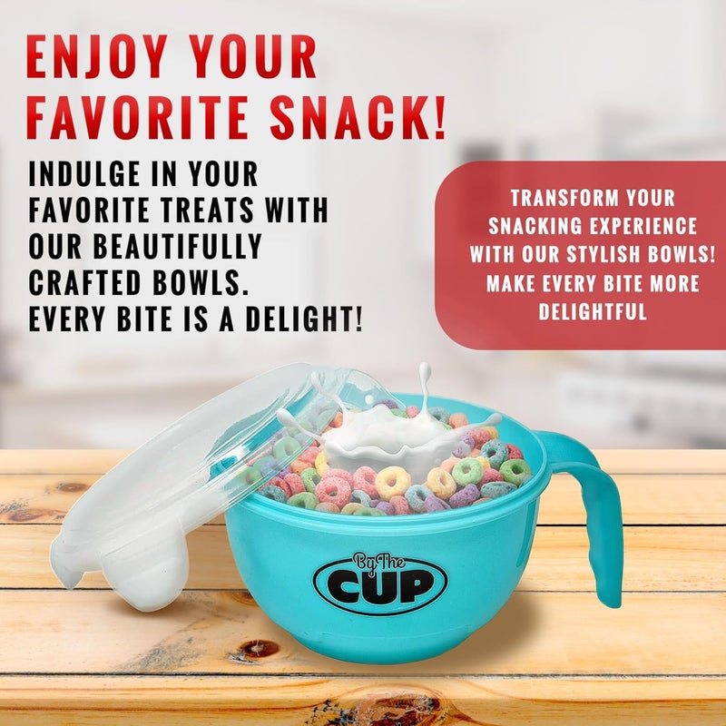 By The Cup Microwave Bowl with Handle LockingClip Lid and Steam Release Vent BPAfree Pack of 3 - Image 3