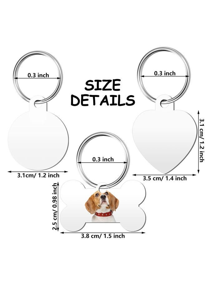 Frienda 24 Pieces Dog Tags Sublimation Dog Tags Blank Bone-Shape Pet Dog Tag Aluminum Double Sided Pet ID Tag with 24 Pieces Key Ring for Dogs and Cats  - Image 2