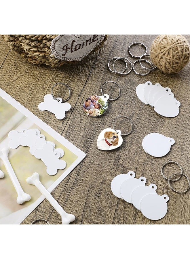 Frienda 24 Pieces Dog Tags Sublimation Dog Tags Blank Bone-Shape Pet Dog Tag Aluminum Double Sided Pet ID Tag with 24 Pieces Key Ring for Dogs and Cats  - Image 5