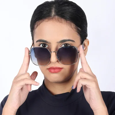 Woggles Latest & Stylish UV Protected Blue Oversized Sunglasses for Women