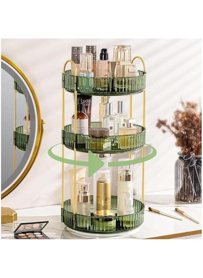 HOOKOR Rotating Makeup Organizer for Vanity 3 Tier, High-Capacity Skincare Clear Make Up Storage Perfume Organizers Cosmetic Dresser Organizer Countertop 360 Spinning (40-09)  - Image 1