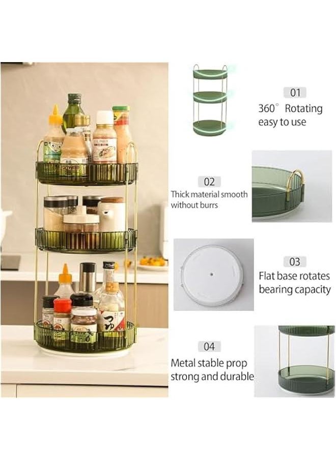HOOKOR Rotating Makeup Organizer for Vanity 3 Tier, High-Capacity Skincare Clear Make Up Storage Perfume Organizers Cosmetic Dresser Organizer Countertop 360 Spinning (40-09)  - Image 2