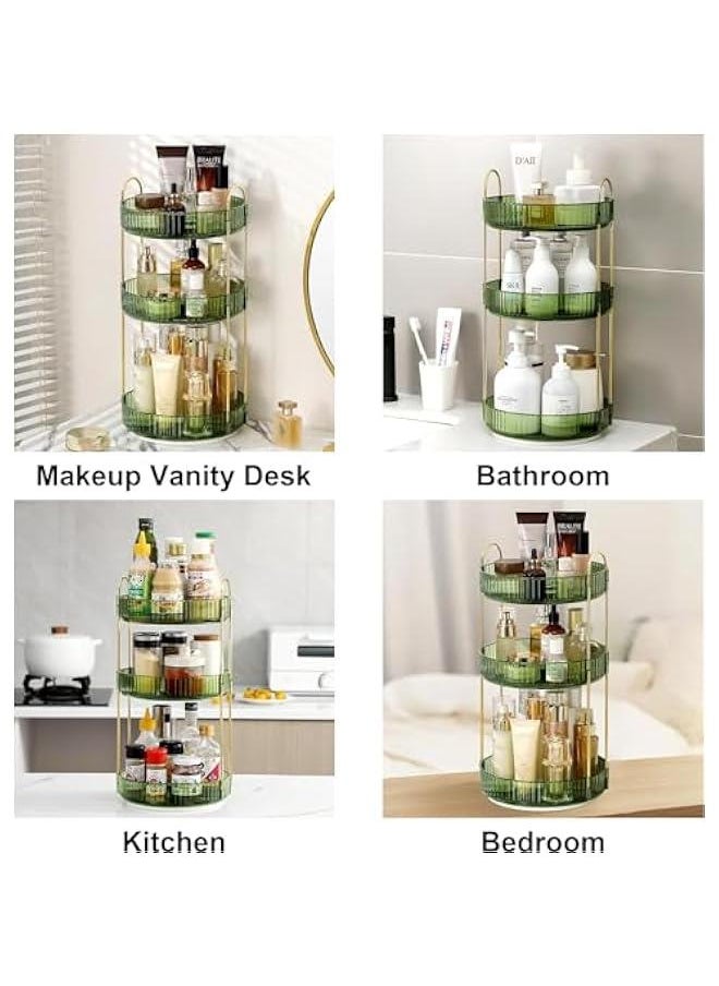 HOOKOR Rotating Makeup Organizer for Vanity 3 Tier, High-Capacity Skincare Clear Make Up Storage Perfume Organizers Cosmetic Dresser Organizer Countertop 360 Spinning (40-09)  - Image 4