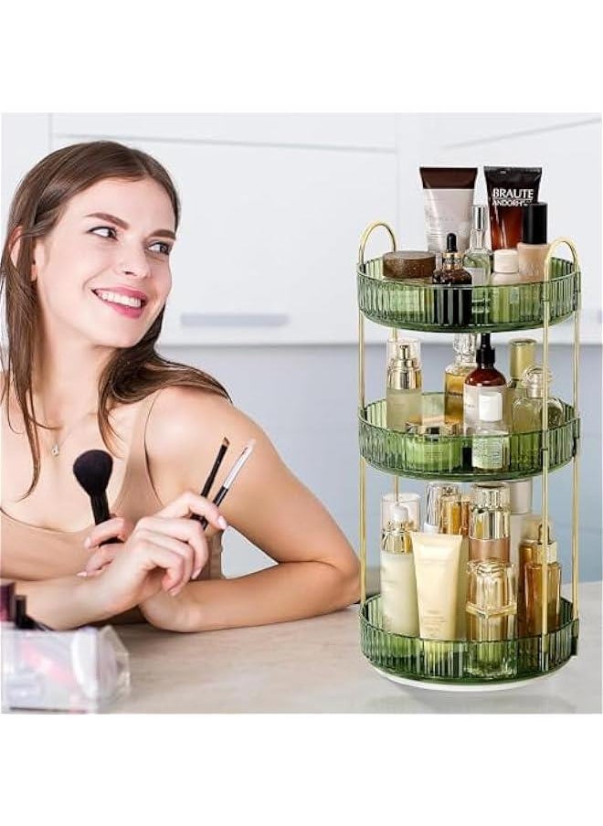 HOOKOR Rotating Makeup Organizer for Vanity 3 Tier, High-Capacity Skincare Clear Make Up Storage Perfume Organizers Cosmetic Dresser Organizer Countertop 360 Spinning (40-09)  - Image 5