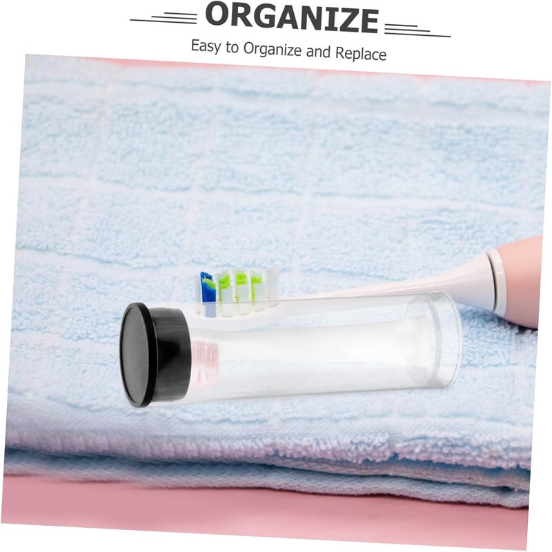 VOSAREA 100pcs Toothbrush Storage Tube Black Lid Compact Plastic Travel Case for Electric Toothbrush and Organizers for Home Travel and Office Use - Image 2