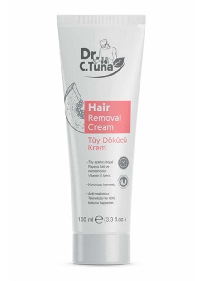 FARMASI Dr. C. Tuna Hair Removal Cream, Gentle and Soothing Hair Removal For Women and Men, Sensitive Depilatory Cream For Body, Legs, Arms, Armpits, All Skin Types, 3.4 fl. oz / 100 ml