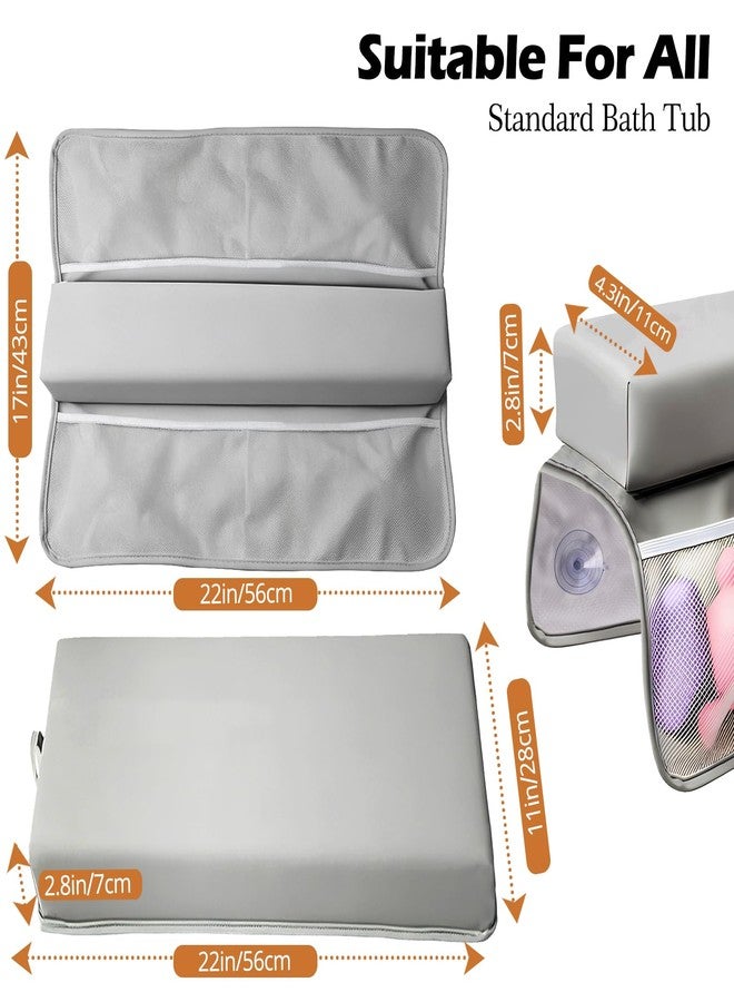JVEOO Baby Waterproof Vegan Leather Bath Kneeler and Elbow Rest Pad Set, Thickened Non-Slip Memory Foam Knee & Arm Support Bathtub Mat with Toy Organizer for Infant Toddler Bathing - Image 5
