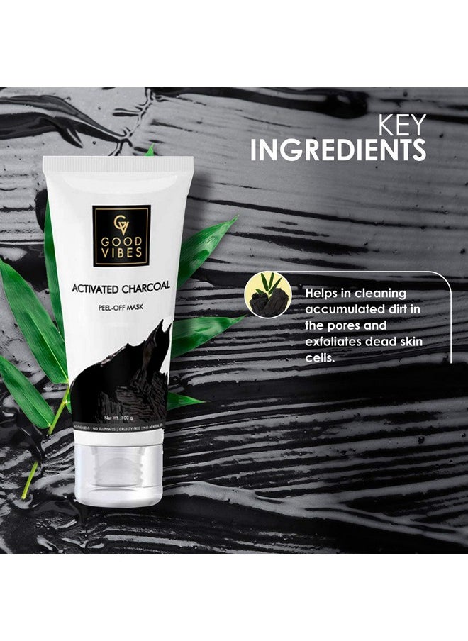 Good Vibes Activated Charcoal Peel Off Mask For Women & Men, 100 G Blackhead Removal Deep Pore Cleansing Anti Acne Face Mask For All Skin Types, Controls Excess Sebum, No Parabens & Mineral Oils  - Image 2