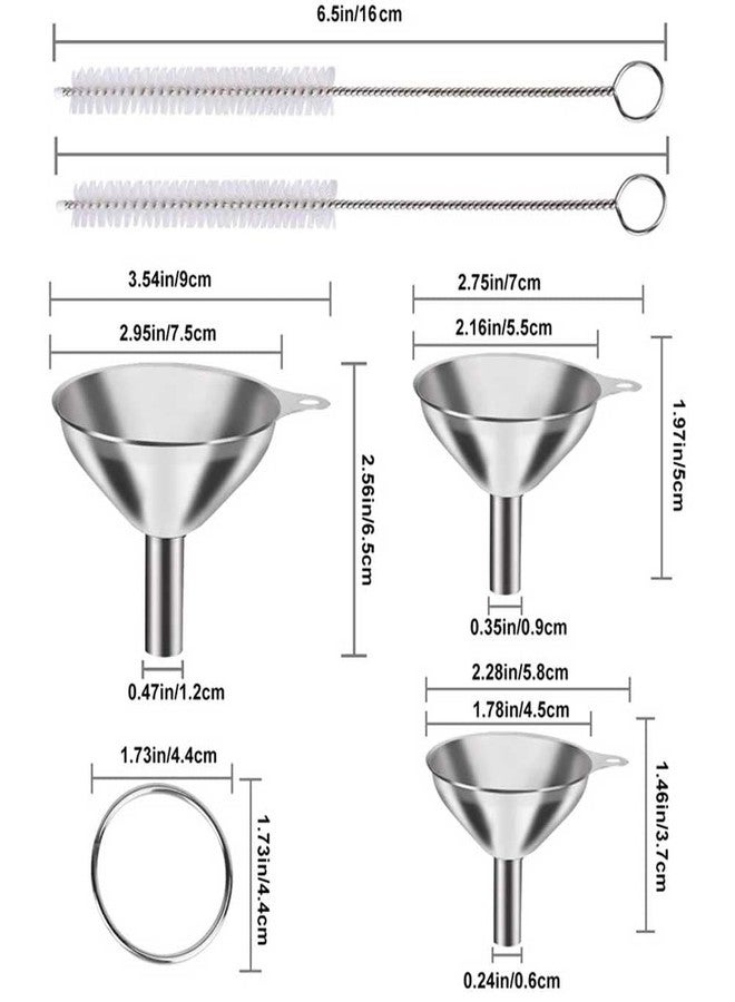 Teensery 3 Pcs Stainless Steel Funnel Food Grade Metal Kitchen Funnel with 2 Cleaning Brushes for Filling Bottles, Transferring Liquid, Oil, Water - Image 4